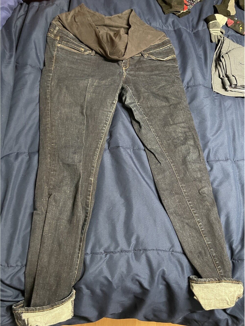 H&M Mama Slim High Rise Dark Wash Denim Skinny Maternity Jeans Sz 14